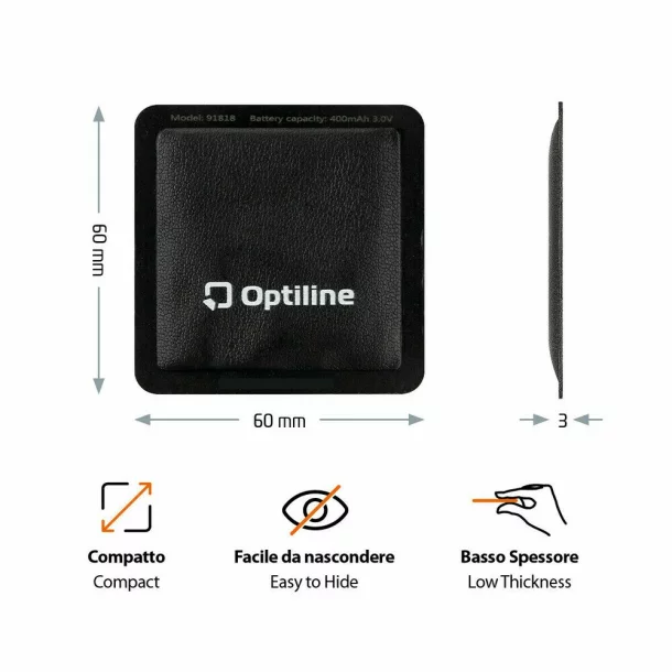 Localizator de obiecte Opti Tracker Compact, Ultra-subtire, cu adeziv, functionare prin aplicatia Find My de la Apple