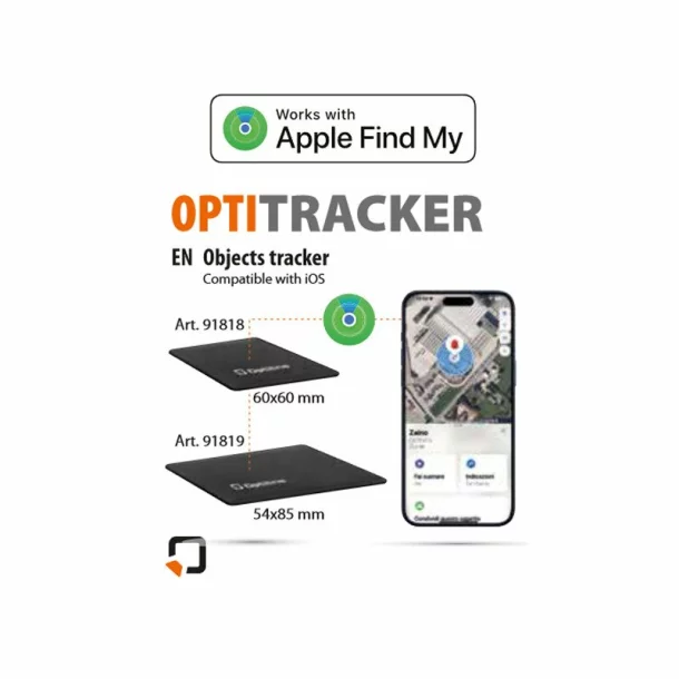 Opti Tracker Flex, Ultra-thin foldable adhesive locator, works with the Find My application from Apple