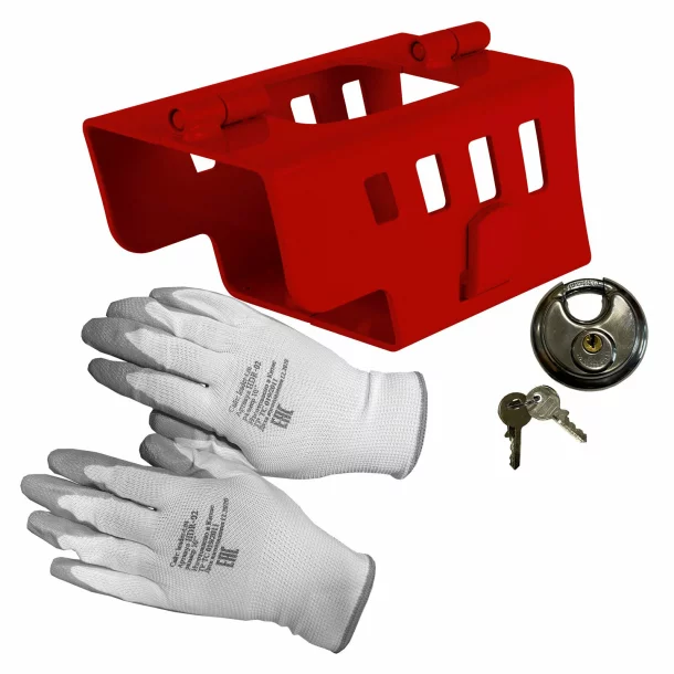 Hitch Lock for trailer set, foldable with padlock and work gloves