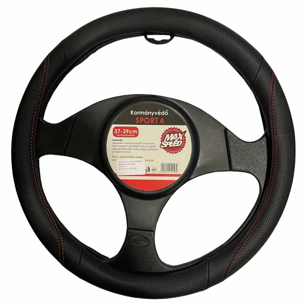 Husa volan Sport - M - Ø 37/39cm - Negru/Rosu