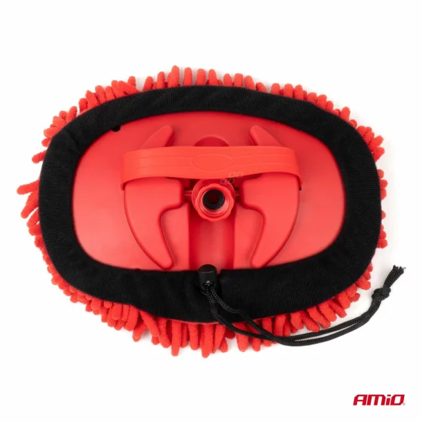 Chenille car wash brush, made of microfiber with telescopic handle and water connection, 67-100cm