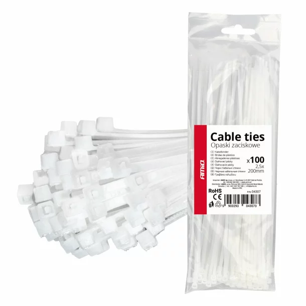 Coliere plastic 100buc 0,25x20cm - Alb