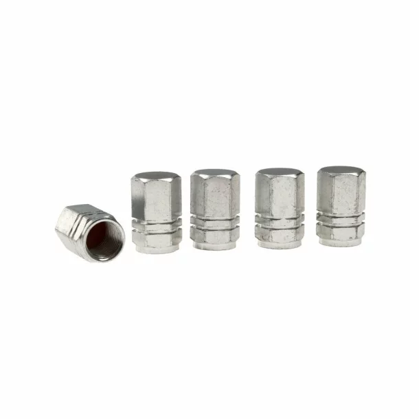 Ornamente capacele valve Hexagonal din aluminiu, 5buc - Argintiu