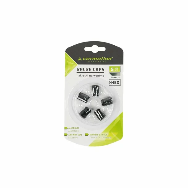 Hexagonal aluminium szelepsapka díszek, 5db - Gunmetal