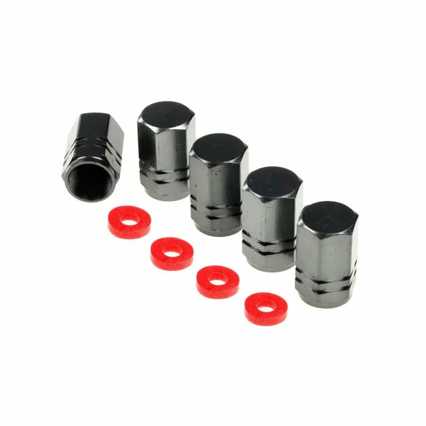 Hexagonal aluminium szelepsapka díszek, 5db - Gunmetal