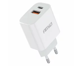 Incarcator retea Amio cu 2 porturi, USB-A si USB-C, 20W Quick Charge, PCH PRO-09, 230V