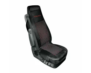 Husa scaun camion Mirian, din imitatie de piele si piele intoarsa matlasata, 1buc - Negru/Rosu