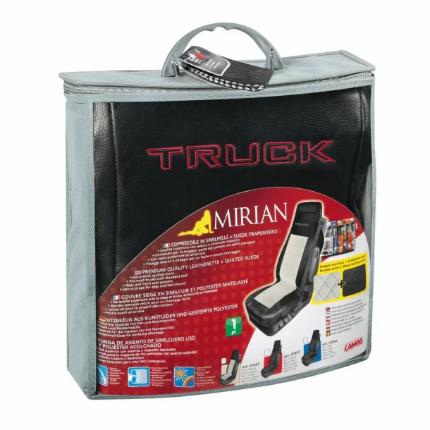 Husa scaun camion Mirian, din imitatie de piele si piele intoarsa matlasata, 1buc - Negru/Rosu