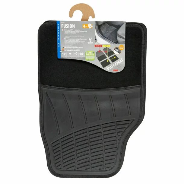 Covorase PVC/Mocheta universale Fusion 4buc - Negru