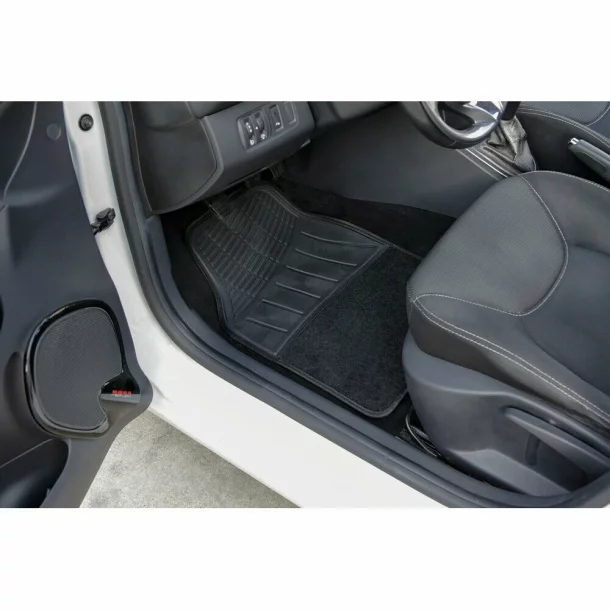 Covorase PVC/Mocheta universale Fusion 4buc - Negru