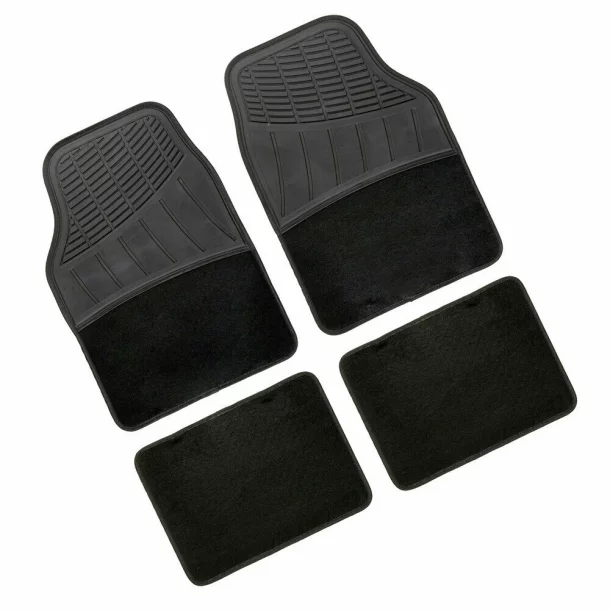 Covorase PVC/Mocheta universale Fusion 4buc - Negru