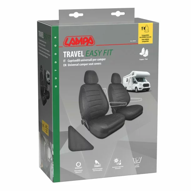 Huse scaun universale pentru autorulota Travel Easy Fit, 2buc, Negru