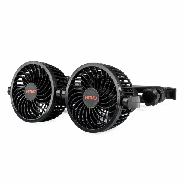 Ventilator auto dublu cu 2 viteze, fixare la tetiera, diametru 2x4&#039;&#039;, Amio, 12V