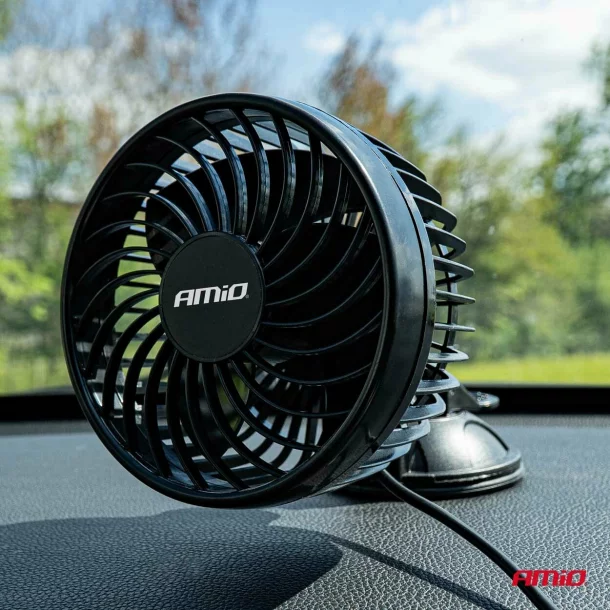 Ventilator auto cu 2 viteze, fixare cu ventuza, diametru 6&#039;&#039;, Amio, 24V