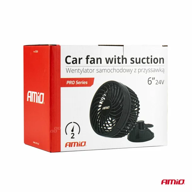 Ventilator auto cu 2 viteze, fixare cu ventuza, diametru 6&#039;&#039;, Amio, 24V