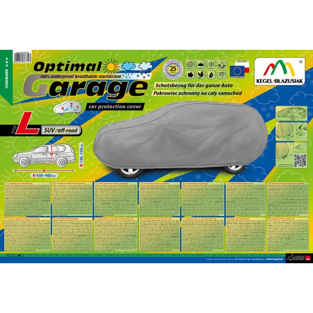 Optimal Membrane Garage komplet autótakaró ponyva, teljesen vízálló és légáteresztő - L - SUV/Off-Road