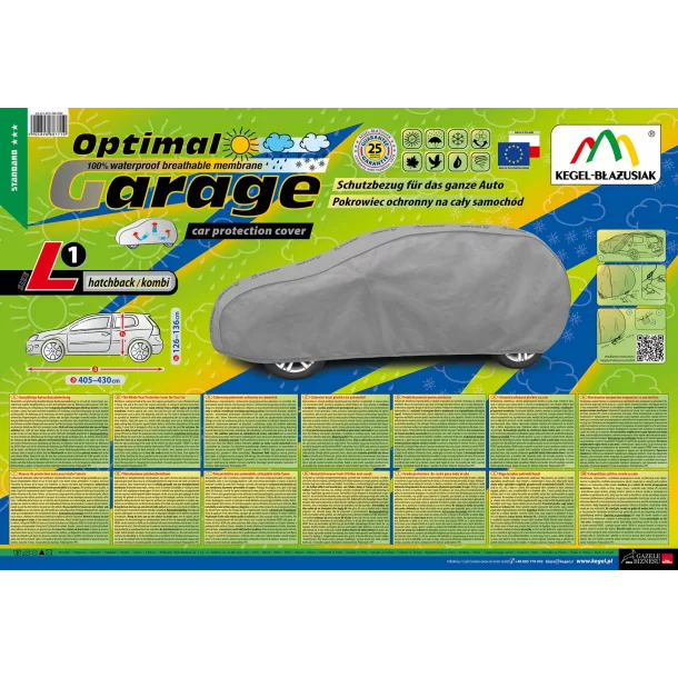 Optimal Membrane Garage komplet autótakaró ponyva, teljesen vízálló és légáteresztő - L1 - Hatchback/Kombi