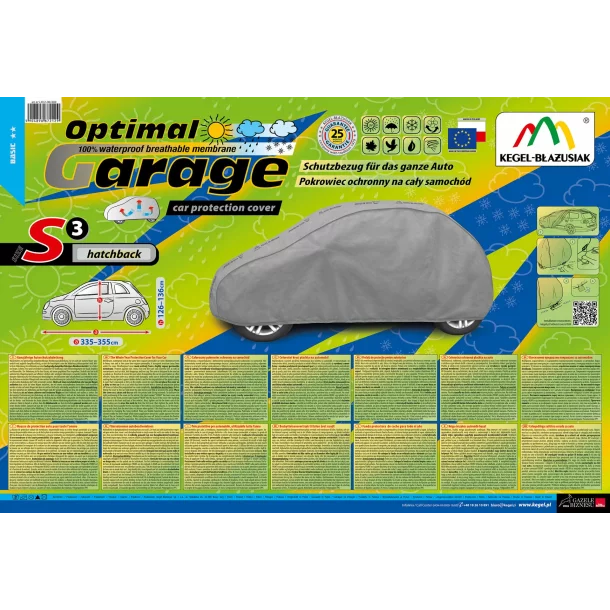 Optimal Membrane Garage komplet autótakaró ponyva, teljesen vízálló és légáteresztő - S3 - Hatchback