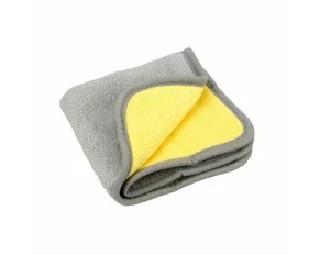 Premium Quality, kétoldalas mikroszálas kendő - 30x30 cm - Szürke/Sárga