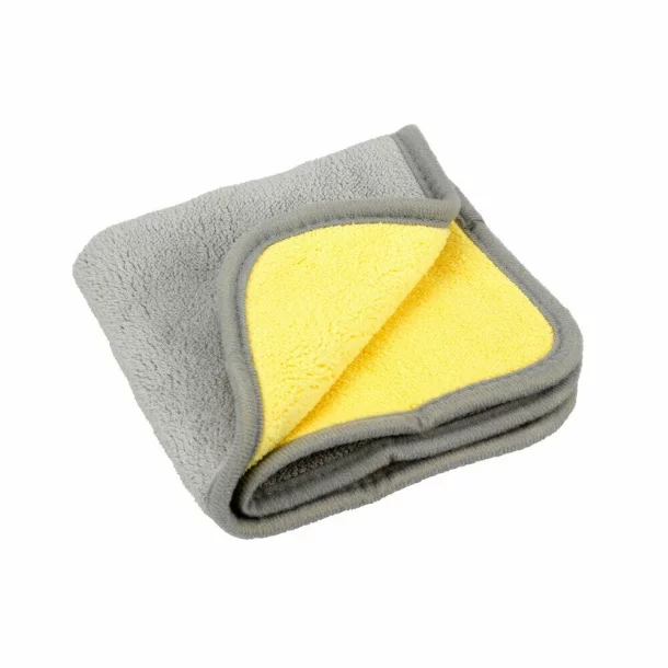 Premium Quality, kétoldalas mikroszálas kendő - 30x30 cm - Szürke/Sárga