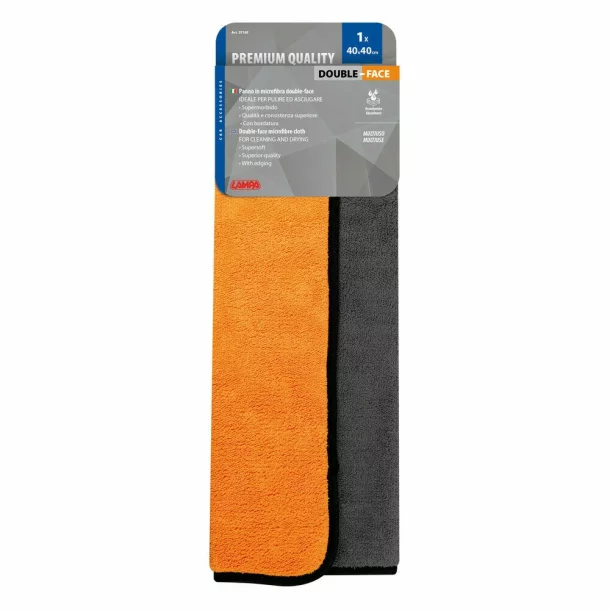 Premium Quality, kétoldalas mikroszálas kendő - 40x40 cm - Szürke/Narancssárga