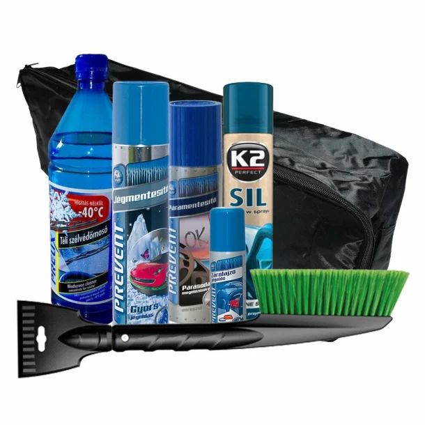 Winter deicing package, Optimal, windscreen washing solution -40°C, Sil maintenance for cheder 300ml, ice scraper with snow brush 43cm, organizer bag, windscreen demister 200ml, windscreen de icer 300ml, de icer and lubricants for door lock 50ml, 7pc
