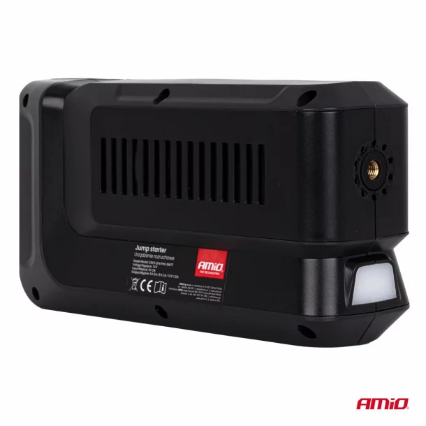 4 az 1-ben hordozható inditó robot LED-del, légkompresszorral és Powerbank, 12V, 12Ah, 1600A, AMIO