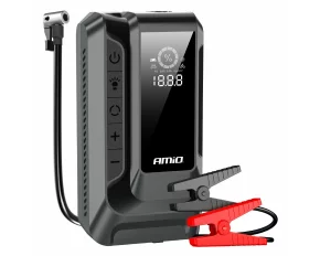 4 az 1-ben hordozható inditó robot LED-del, légkompresszorral és Powerbank, 12V, 12Ah, 1600A, AMIO