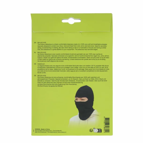Cagula balaclava unisex, din poliester, Dresco 1buc - Negru
