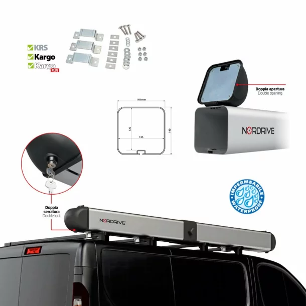 Van-Tube 3000, alumínium csővázas tartó hosszú profilok furgonon történő szállításához – 322 cm