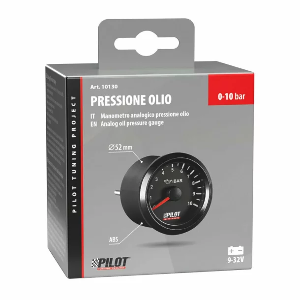 Manometru presiune ulei, Seria Black Analog, 9-32V - Ø 2" (52 mm)