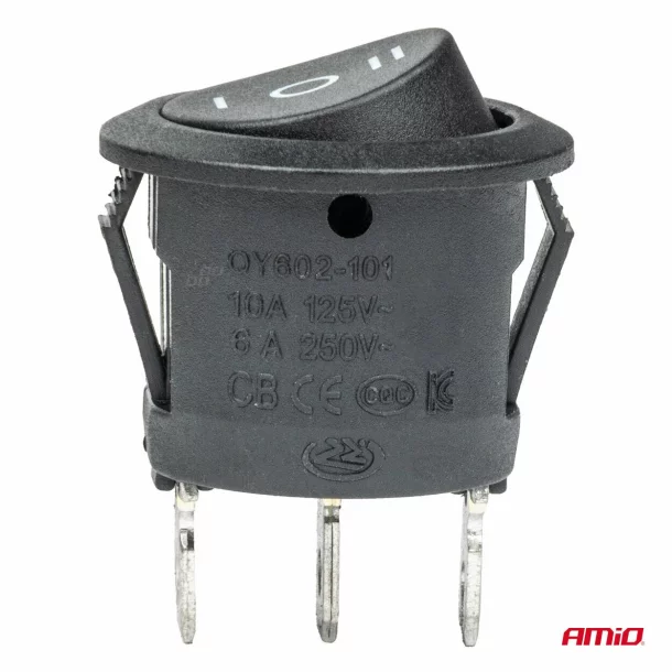 Intrerupator basculant rotund cu 3 pozitii, 12/24V