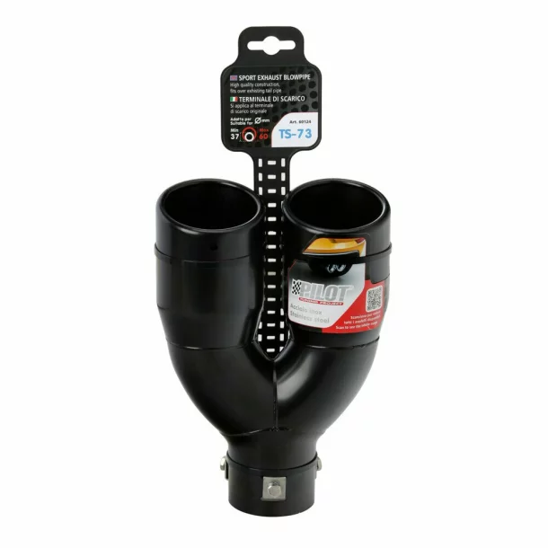 Ornament toba esapament TS-73, din otel inoxidabil lustruit, racordare Ø37-60mm - Negru