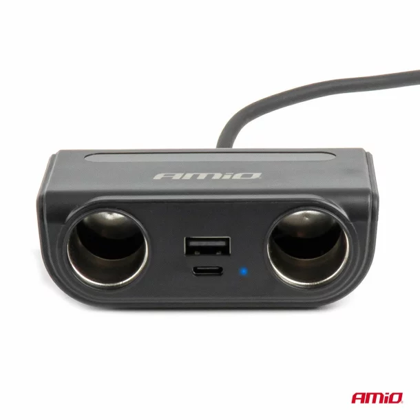 Priza dubla bricheta cu 2xUSB-A + 2xUSB-C QC3.0 PD3.0 120W, 12/24V, Amio