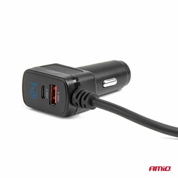 Priza dubla bricheta cu 2xUSB-A + 2xUSB-C QC3.0 PD3.0 120W, 12/24V, Amio