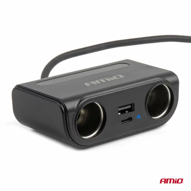 Priza dubla bricheta cu 2xUSB-A + 2xUSB-C QC3.0 PD3.0 120W, 12/24V, Amio