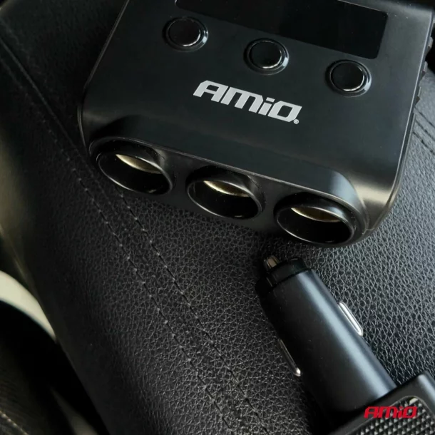Priza tripla bricheta cu 4xUSB-A + USB-A/USB-C QC3.0 PD3.0 180W, 12/24V, Amio