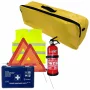 Set pachet prim ajutor auto Cridem, trusa sanitara, stingator 1kg, triunghi presemnalizare 2buc, vesta reflectorizanta, geanta organizatoare Galben