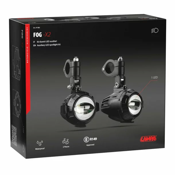 Fog-X2, kit proiectoare auxiliare LED pentru ceata moto - 12V - 30W