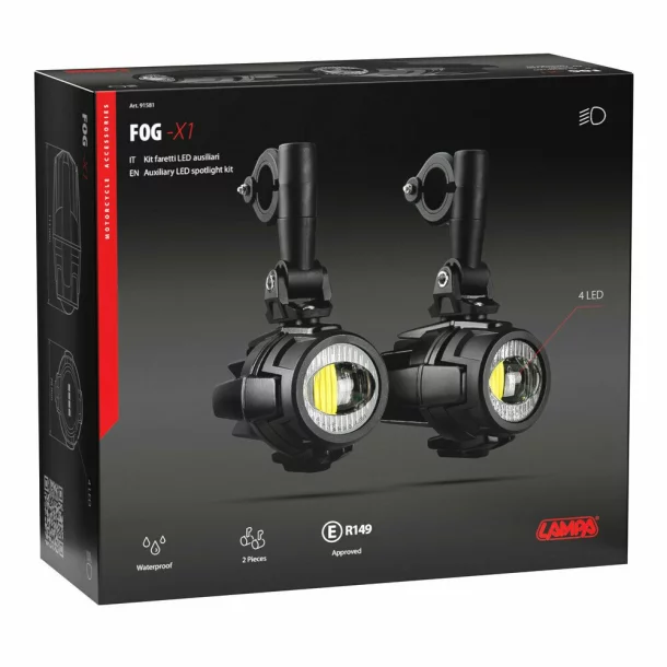 Fog-X1, kit proiectoare auxiliare LED pentru ceata moto - 12V - 20W