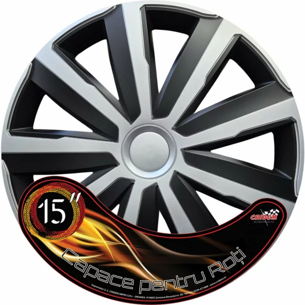 Set capace roti auto Cridem Drift 4buc - Argintiu/Negru - 15''