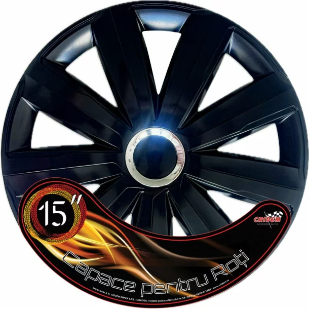 Set capace roti auto Cridem Drift RC 4buc - Negru/Crom - 15''