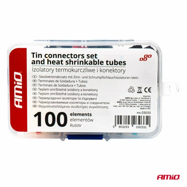 Set conectori termocontractabili cu cositor si tuburi termocontractabile 100buc