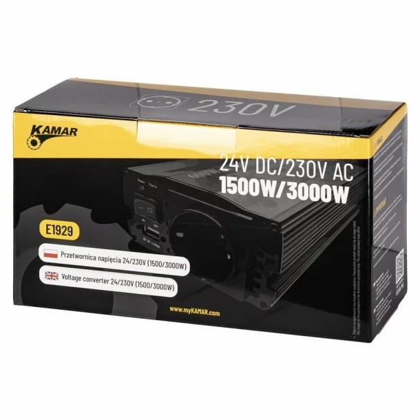 Invertor tensiune KAMAR 24V-230V 1500/3000W