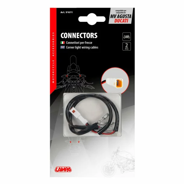 Set de cabluri si mufe pentru semnalizatoare 2buc - MV Agusta / Ducati, type 2