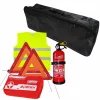 Set pachet prim ajutor auto Cridem, borseta sanitara, stingator 1kg, triunghi presemnalizare 2buc, vesta reflectorizanta, geanta organizatoare Negru