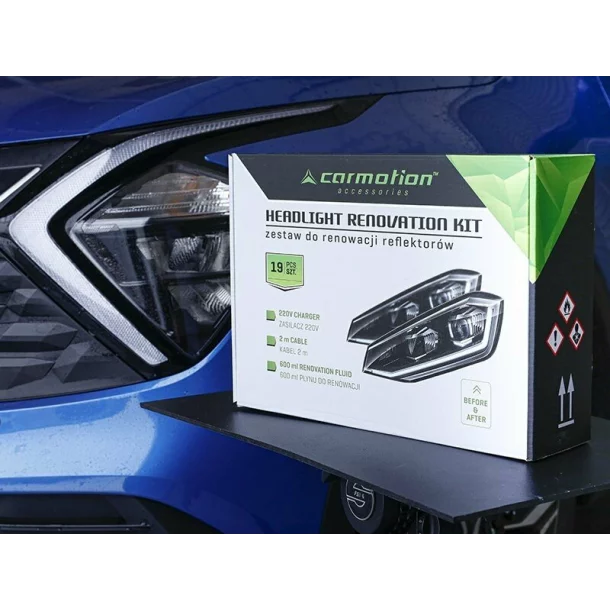 Set profesional pentru regenerarea farurilor auto din plastic, lichid 600 ml, accesorii incluse