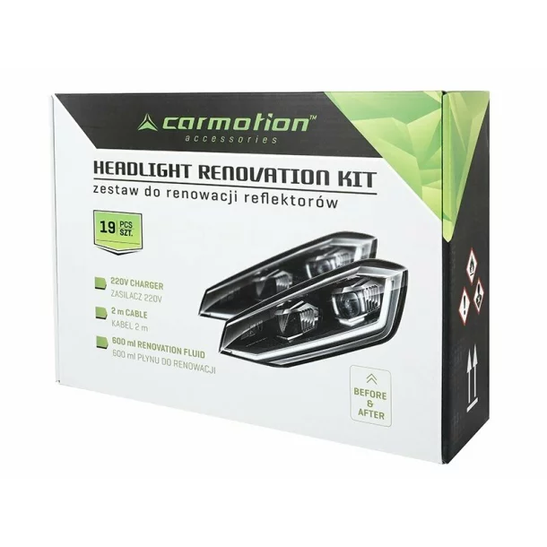Set profesional pentru regenerarea farurilor auto din plastic, lichid 600 ml, accesorii incluse