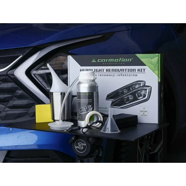 Set profesional pentru regenerarea farurilor auto din plastic, lichid 600 ml, accesorii incluse