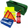 First aid package for car, extinguisher, first aid kit PET, 2pcs warning triangle, warning waistcoat, trunk organizer Green